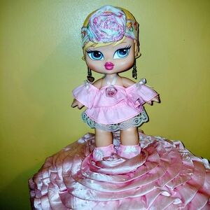 New Handmade Pink Doll Dress with Lace Trim & matching Shoes For Bratz Big Baby
